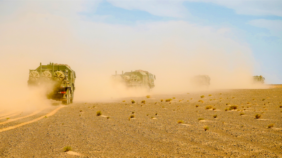 Ground-to-air missile systems fire in training