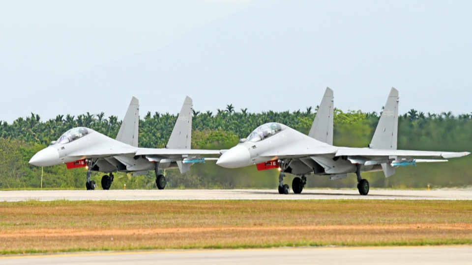 J-16 fighter jets engage in training