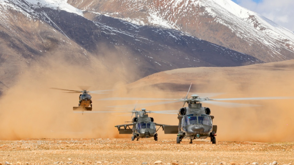 PLA Army helicopters in training