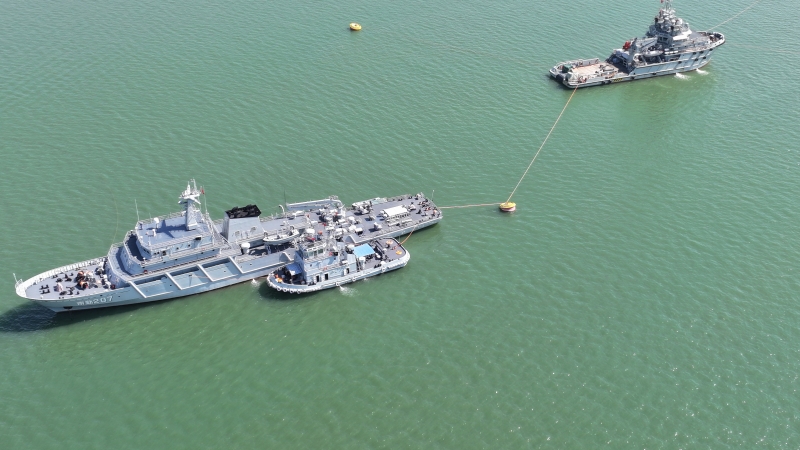 Degaussing ship performs demagnification mission