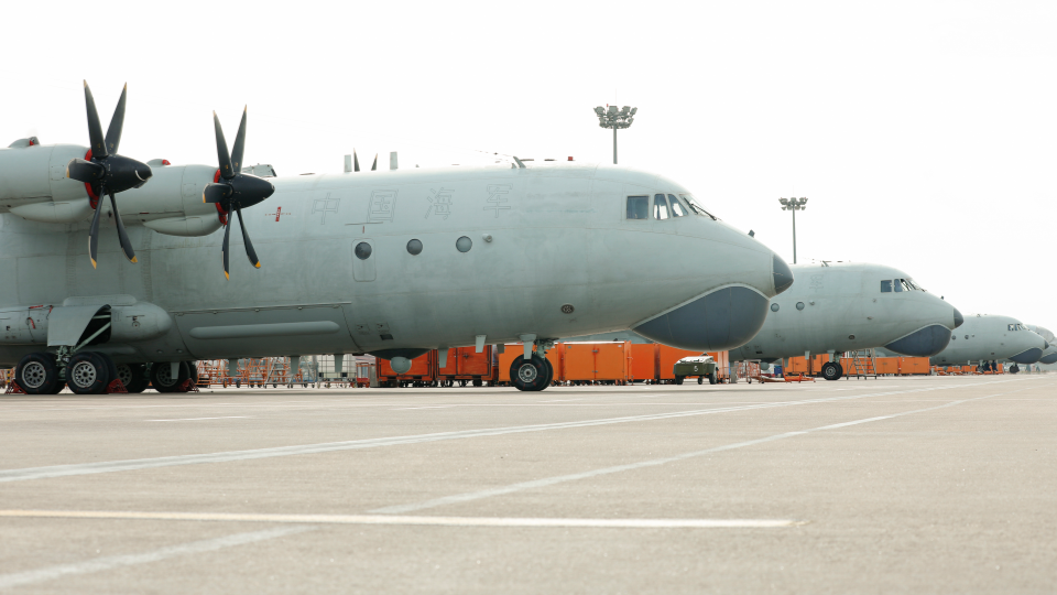 Y-8 anti-submarine patrol aircraft in maritime training