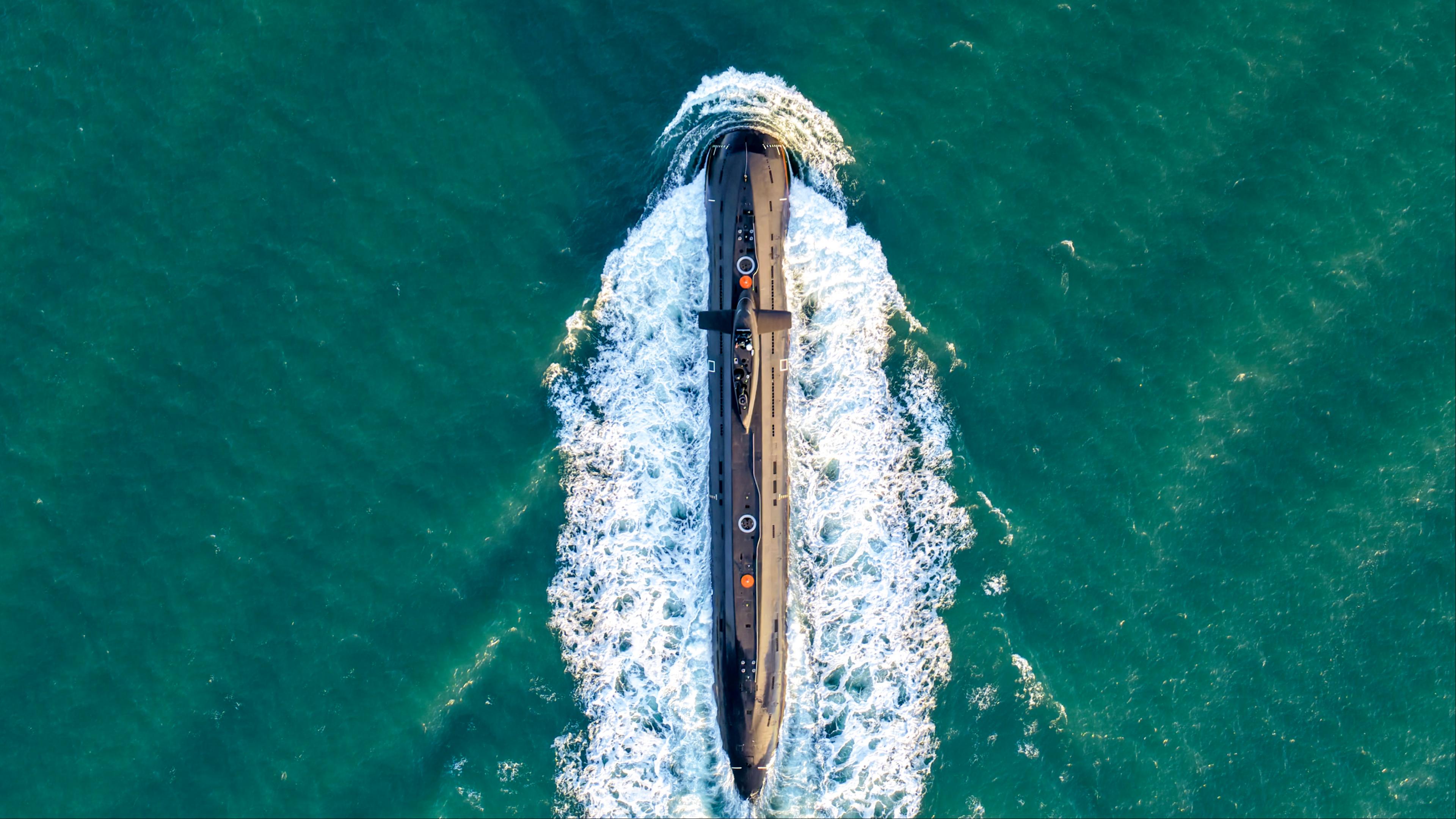 Submarine sails during maritime training exercise