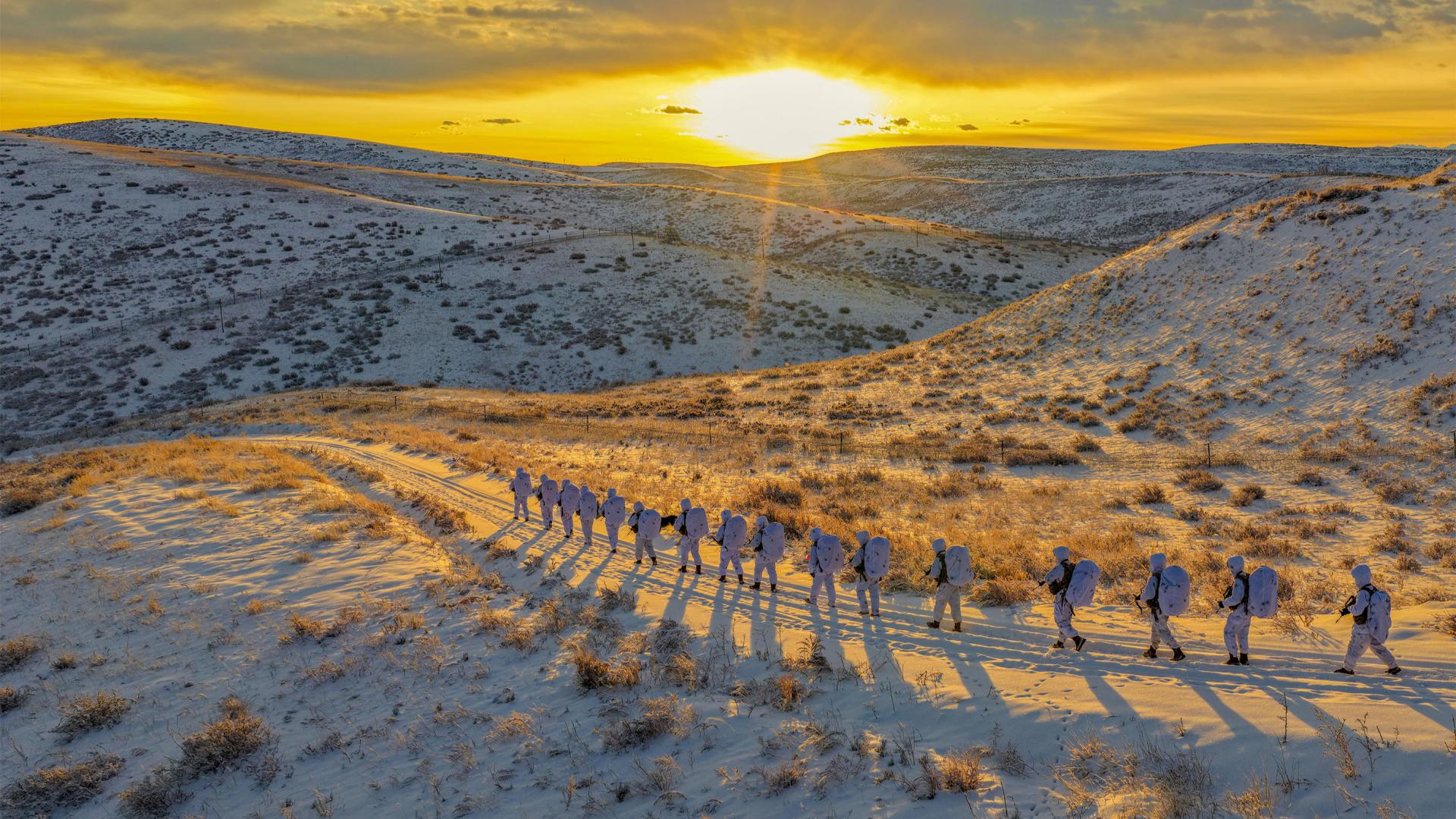 Soldiers in ruck march