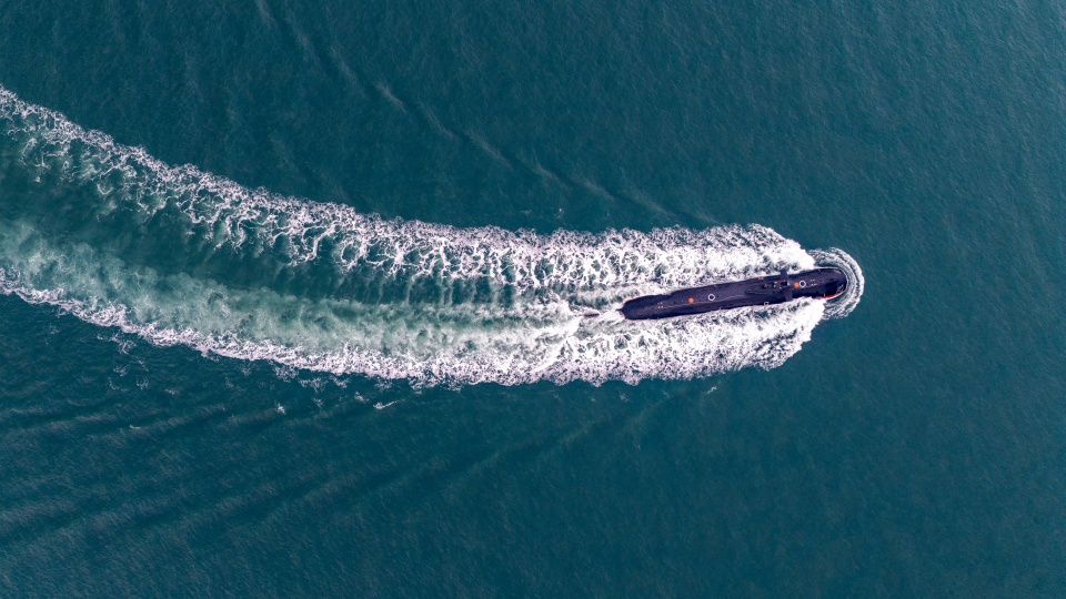 Submarine in maritime training