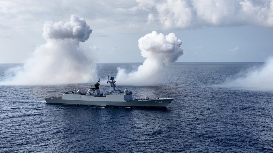 Frigates in live-fire training