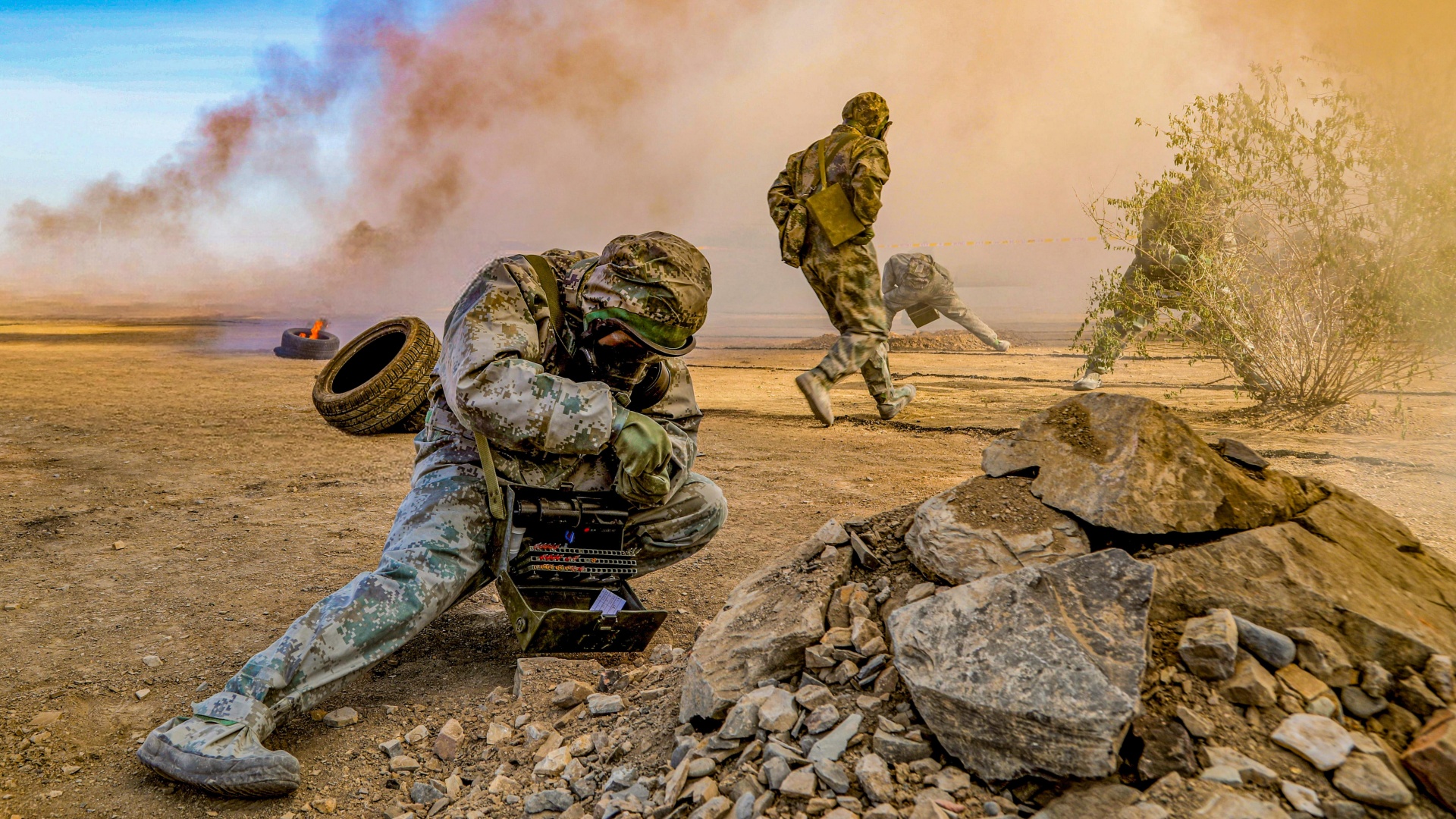 Chemical Defense Soldiers Conduct CBRN Decontamination Drill