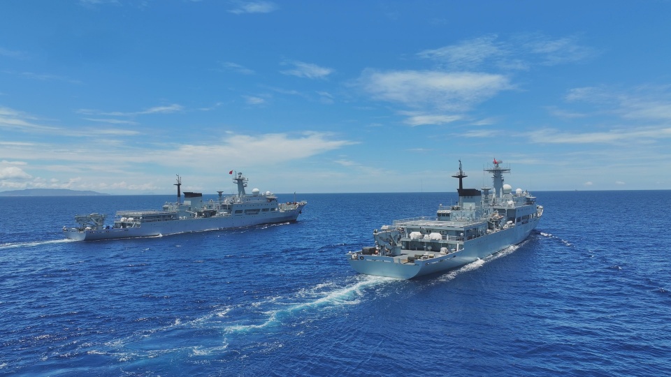 PLA naval vessels in maritime training