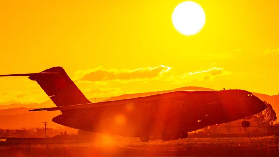 Y-20 Taxies for Takeoff at Dusk