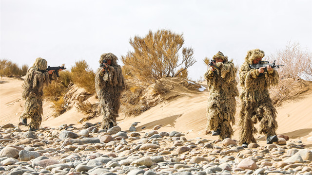 Soldiers conduct reconnaissance in combat training exercise