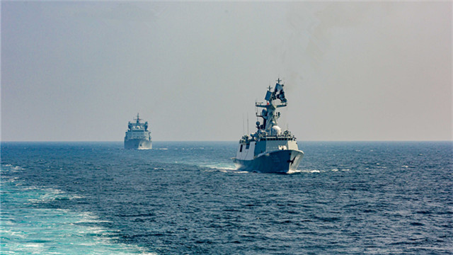 42nd Chinese naval escort taskforce conducts maneuvering exercise
