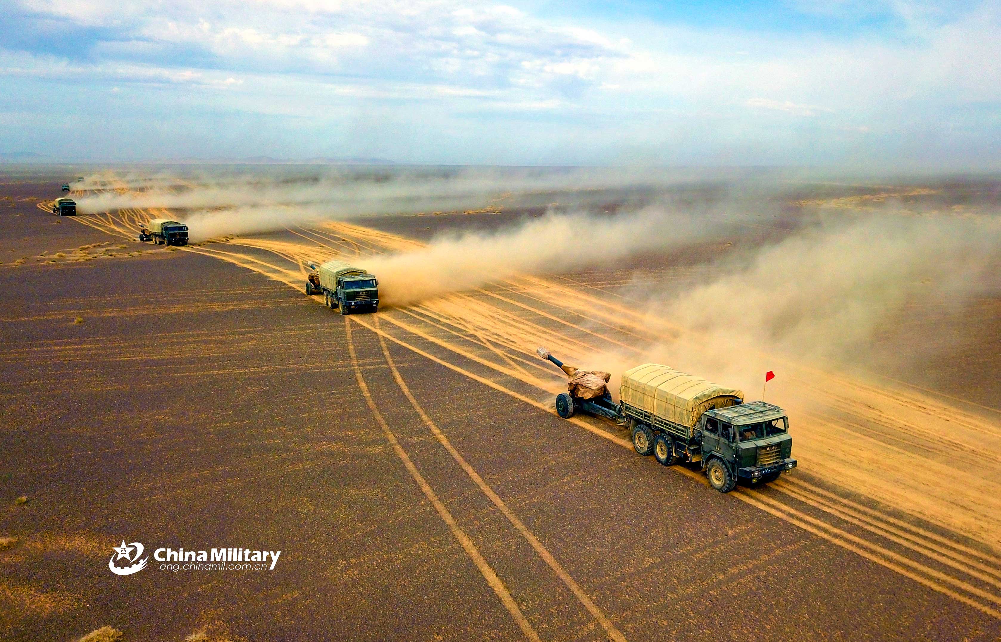 military truck convoy maneuver to gobi desert