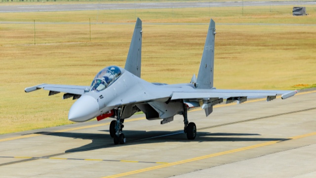 J-16 fighter jet taxis on runway
