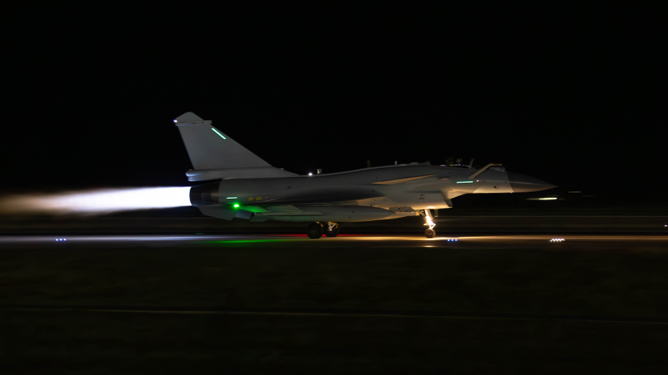 J-10 fighter jets participate in flight training