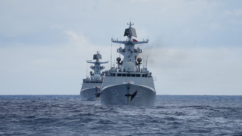 Frigates sail in formation